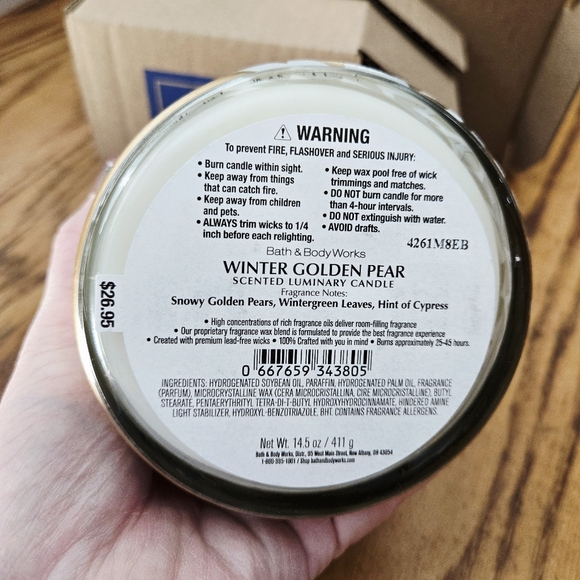 ๐BOGO 50% OFFโ๏ธ๐NWTโผ๏ธ Bath & Body Works "Winter Golden Pear" 3-wick Candle - Picture 5 of 11